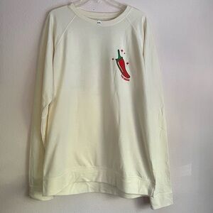 NWOT Cream and Red Crew Neck Chili Pepper Sweatshirt